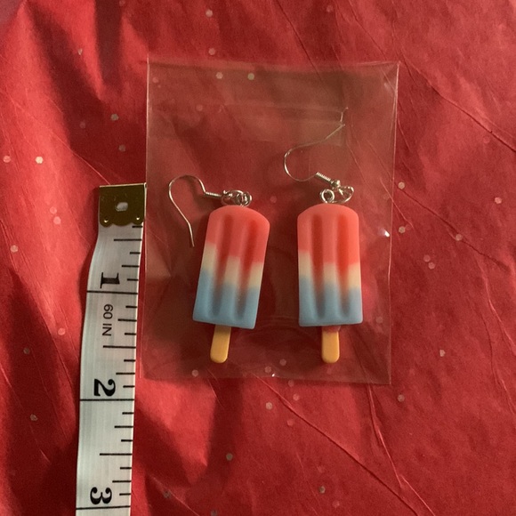 Patriotic Popsicle Earrings - Red White & Blue - Picture 3 of 3